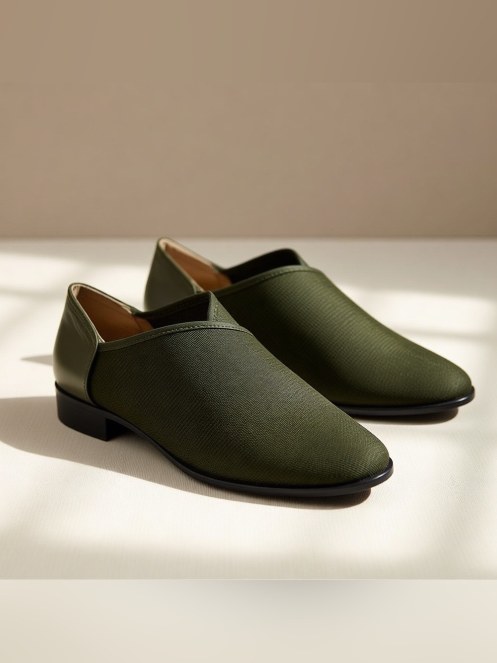 STUART WEITZMAN Green Stretch Fabric Slip On Loafers Crossover Comfort Flats 5.5